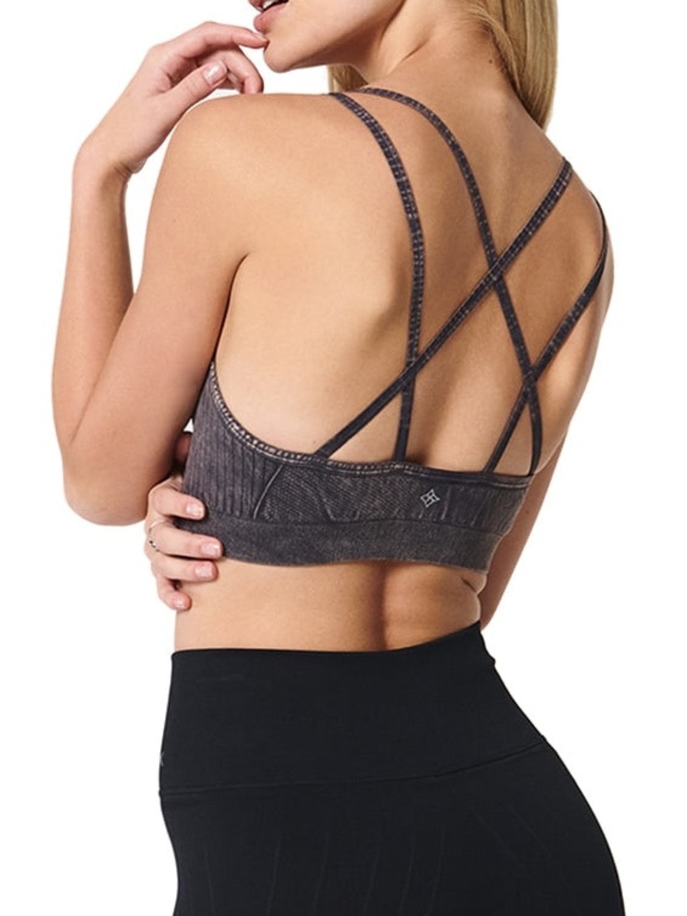 NEW NUX Levitate Sports Bra Mineral Wash Black Wash Made In USA Size Large $62